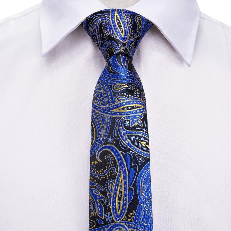 Dubulle Ties for Boys Self Tie Silk Paisely Striped Kids Necktie and Pocket Square Set for Age 8-11 - Image 2